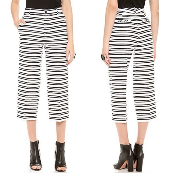 J BRAND Caldwell Cropped Stripe Pants Culottes - Picture 4 of 12